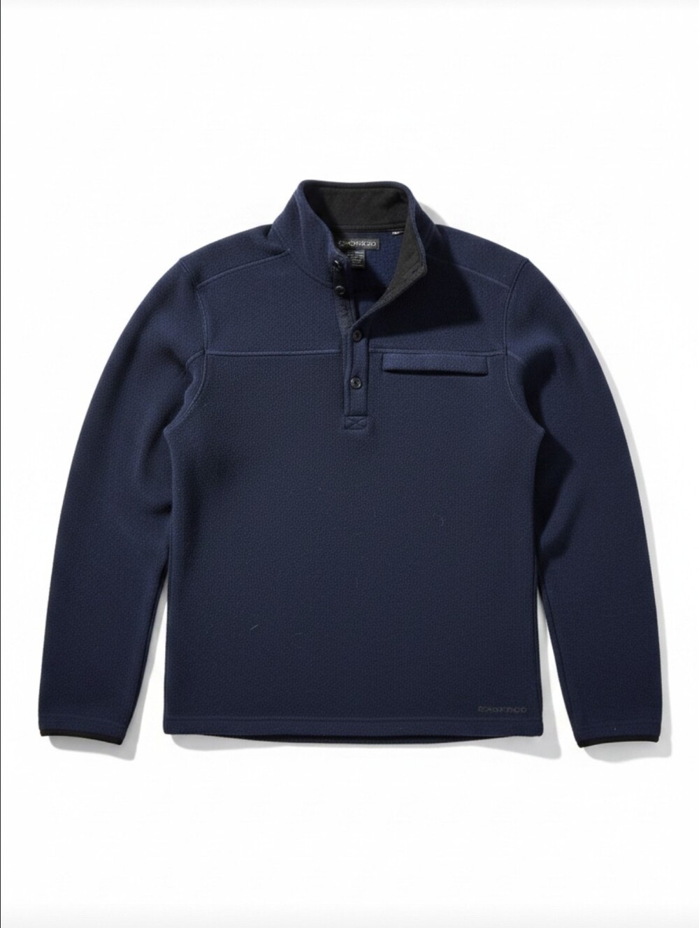 ExOfficio Men's Navy Sweater Fleece Pullover - Quarter Snap - Travel Ready
